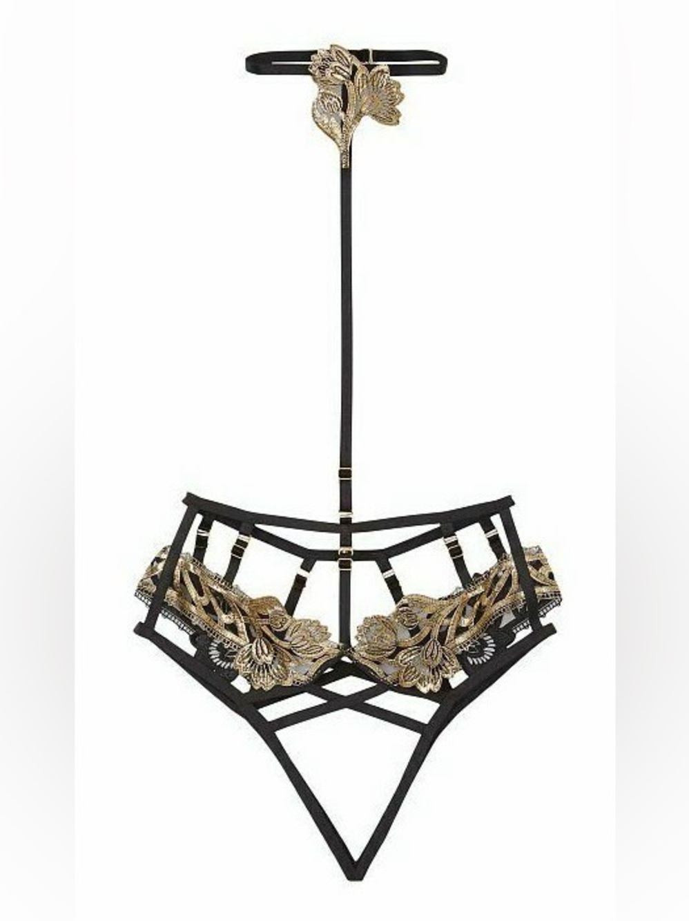 Victoria's Secret Very Sexy Band of Lovers harness panty Black and Gold